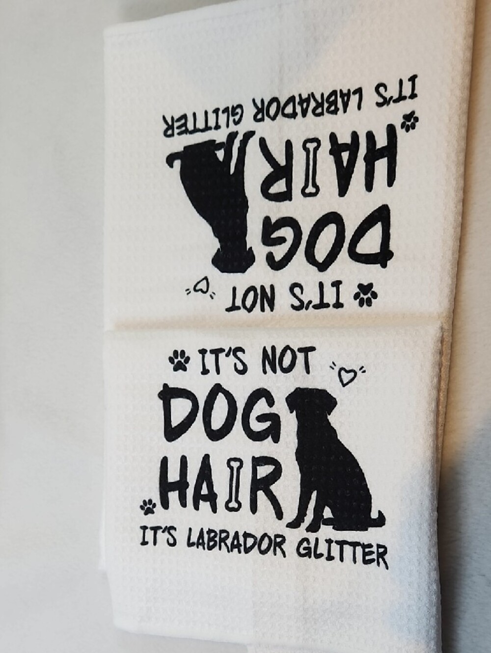 White Labrador Glitter Pet Towel - Playful Dog Design - Picture 3 of 5